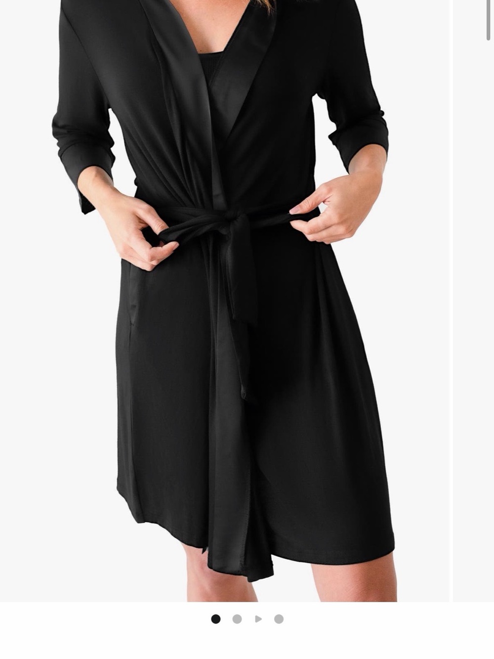 Kindred Bravely Black Satin-Trim Wrap Robe